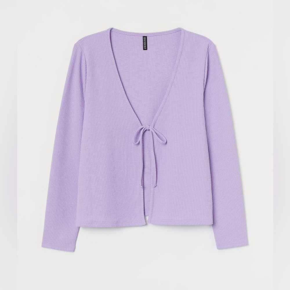 DIVIDED, H&M+ Ribbed Light Purple Cardigan Size Small - Picture 1 of 6